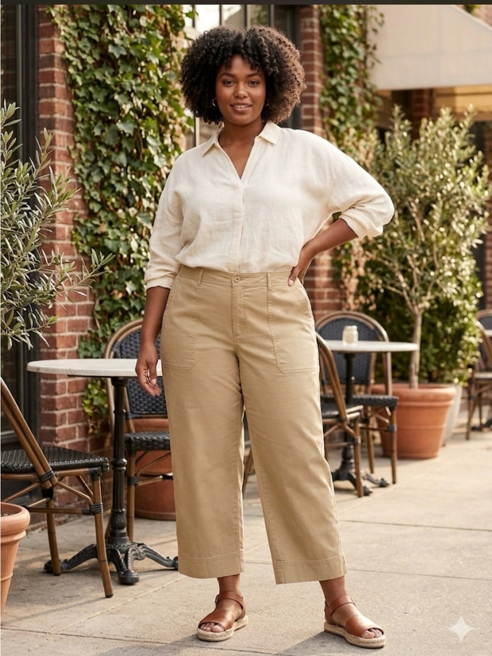 Ralph Lauren Beige Cropped Wide-Leg Pants. NWT